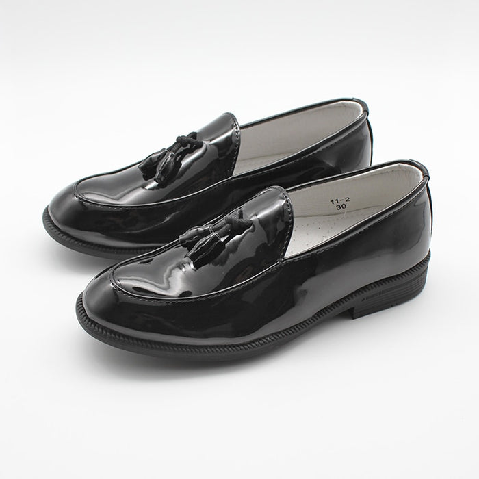 "Step Up Your Style with Black Faux Leather Slip Loafers - Comfortable and Chic Footwear for Men and Women"